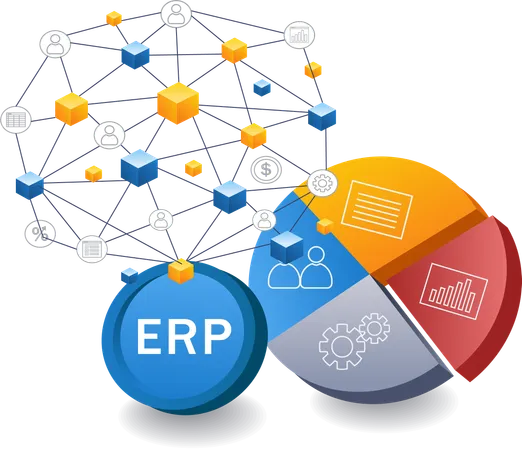 Rede de análise de ERP empresarial  Ilustração