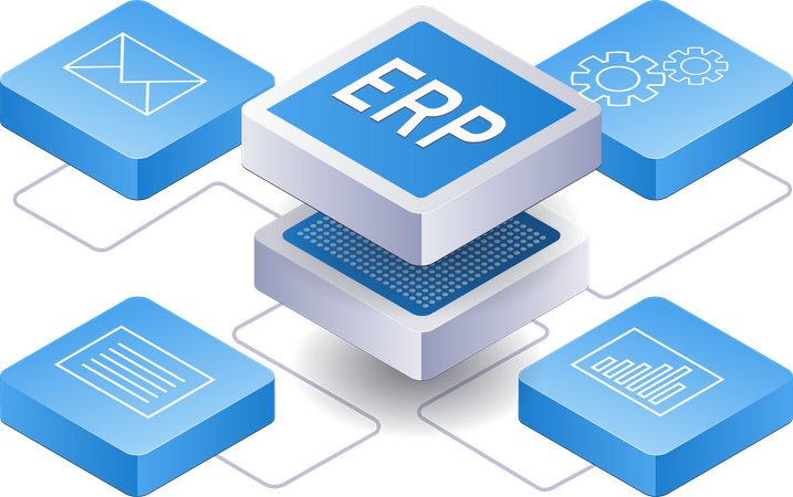Rede de desenvolvimento de ERP empresarial  Ilustração