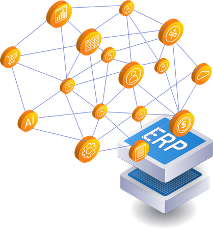 Negócio ERP de rede de mídia social  Ilustração