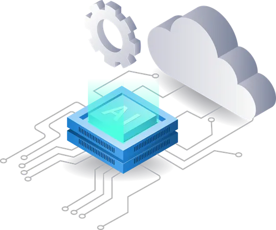 Rede de nuvem de inteligência artificial  Ilustração