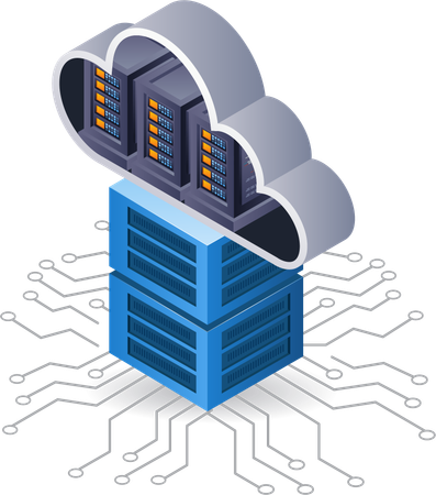 Rede de nuvem de servidor de big data  Ilustração