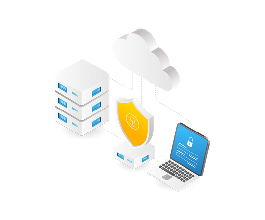 Rede de segurança de dados do servidor em nuvem  Ilustração
