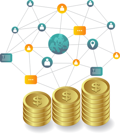 Crescimento das Redes de Renda nos Negócios Financeiros  Ilustração