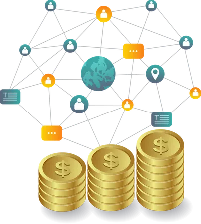 Crescimento das Redes de Renda nos Negócios Financeiros  Ilustração