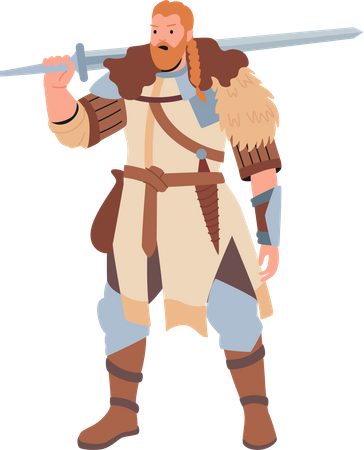 Redhead Scandinavian Warrior  Illustration