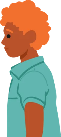 Redheaded Man With Curly Hair Seen In Profile Stands Confidently His Fiery Locks Framing His Face With An Air Of Distinct Individuality Male Character Side View Cartoon People Vector Illustration Illustration