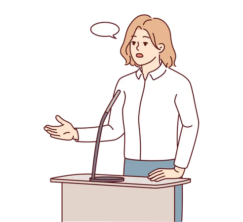 Sprecherin hält Rede  Illustration