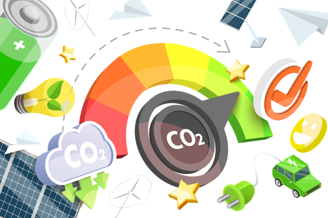 Reducción de emisiones de carbono  Ilustración