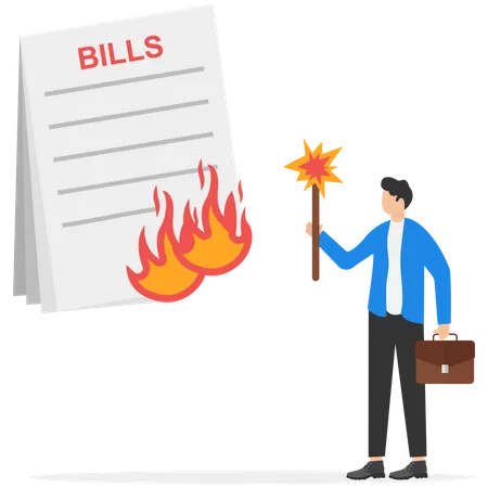 Fire Bills To Reduce Cost And Expense Tax Or Payment Deduction Limit Spending Or Control Cash Flow Concept Illustration
