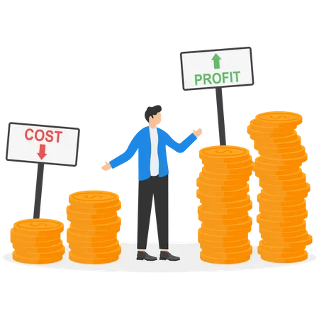 Reduce Costs And Increase Profitability Financial Savings And Efficiency Business Profit Growth Illustration