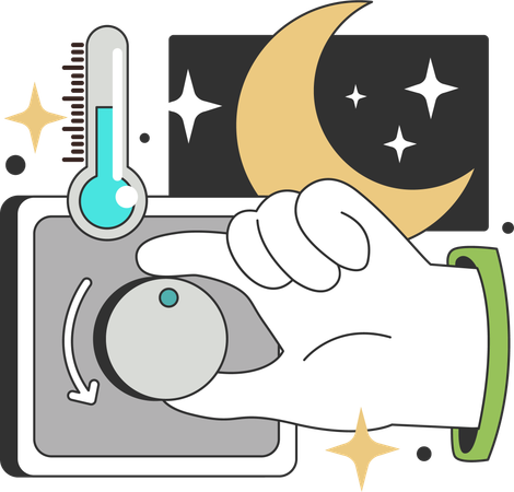 Reduce room temperature at night time  Illustration