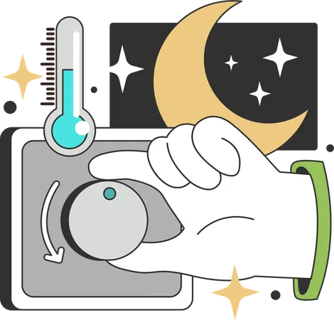 Reduce room temperature at night time  イラスト