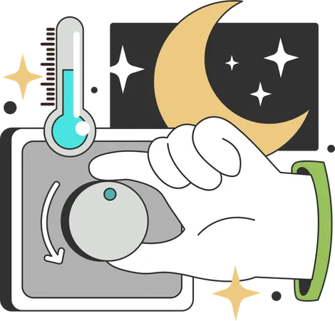 Reduce room temperature at night time  Illustration