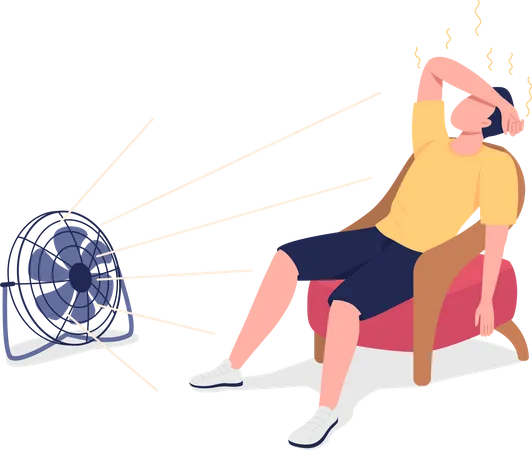 Reducing body heat with fan Illustration