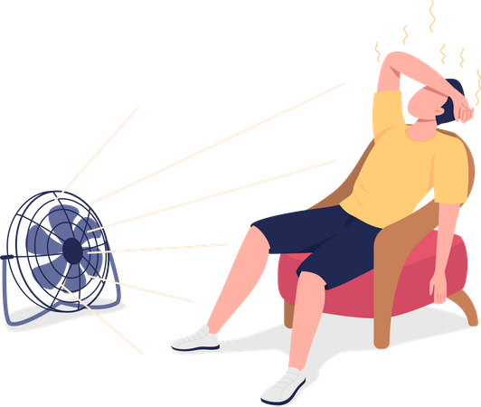 Reducing body heat with fan  Illustration