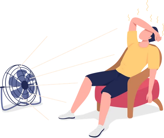 Reducing body heat with fan  Illustration