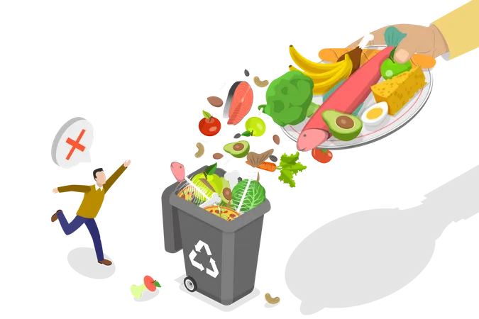 3 D Isometric Flat Vector Conceptual Illustration Of Reducing Food Waste Consumerism Lifestyle Reduction Illustration