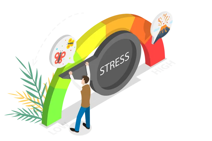 3 D Isometric Flat Vector Conceptual Illustration Of Stress Level Reducing Effective Stress Relievers Illustration