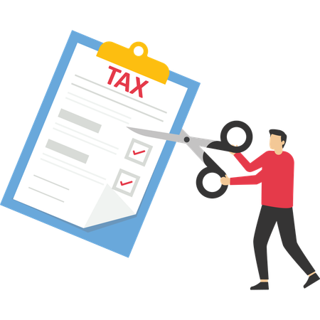 Reduction of income due to tax deduction for man  Illustration