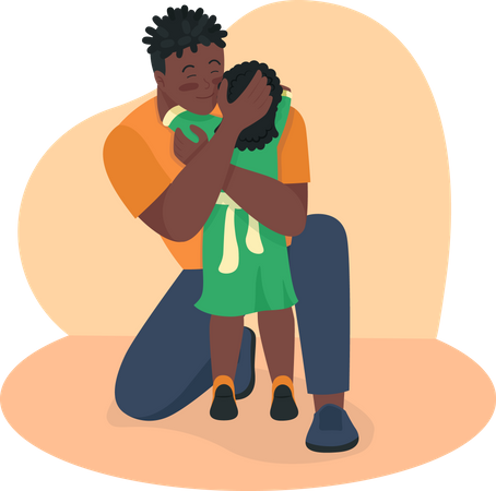 Reencontro emocionante de pai e filha  Ilustração