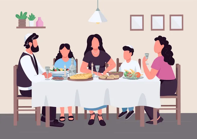 Refeição familiar judaica  Ilustração