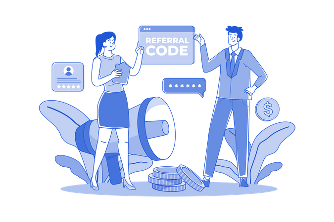 Refer a friend with a referral code  Illustration