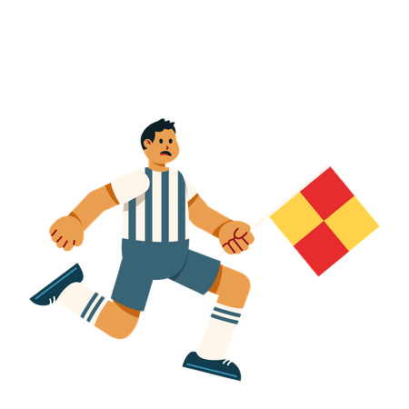 Referee Leader Of Game with game flag  Illustration