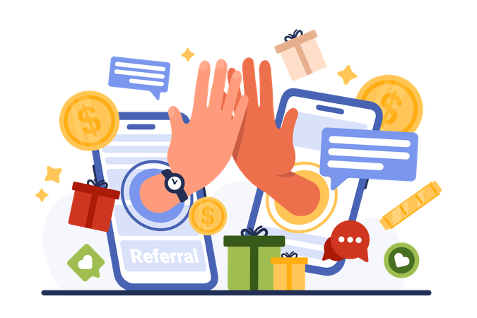 Referral marketing program to refer friend  Illustration