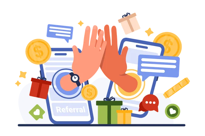 Referral marketing program to refer friend  Illustration