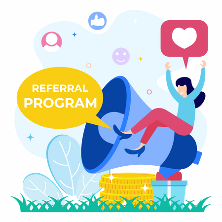 Referral Marketing Social Media Post  Illustration