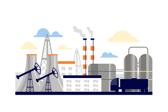 Refinaria de petróleo e gás  Ilustração