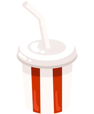 An Icy Soda Cup With A Straw Depicted In A Minimalist Style Symbolizes Refreshing Indulgence This Illustration Is Perfect For Beverage Marketing Posters And Social Media Campaigns Illustration