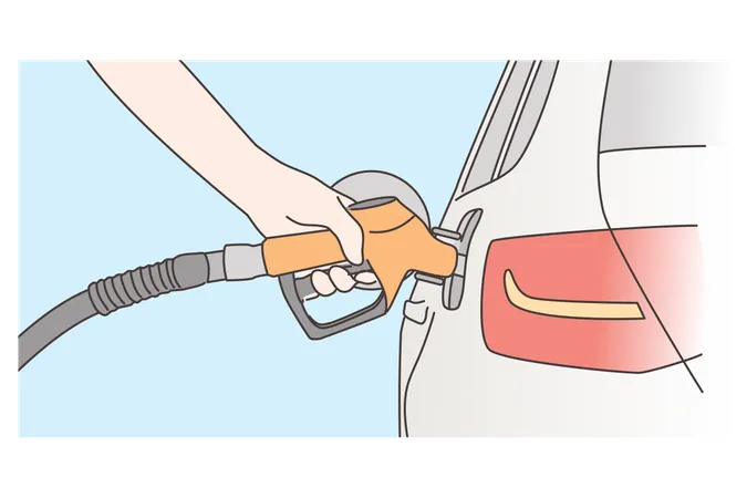 Refueling car on fuel station  Illustration