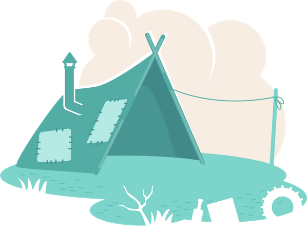 Refugee camp tent  Illustration