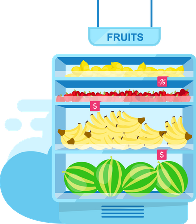 Regal mit Früchten im Laden  Illustration