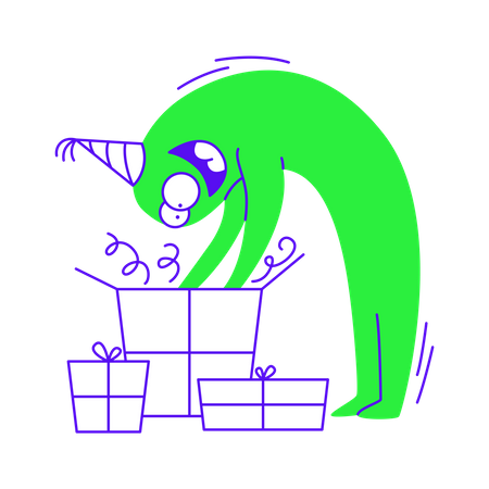 Regalo sorpresa de cumpleaños de apertura  Ilustración