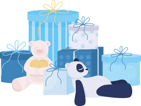 Regalos y regalos para niño.  Ilustración