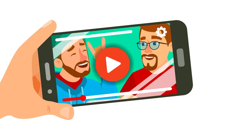 Regarder une vidéo sur un vecteur de smartphone  Illustration