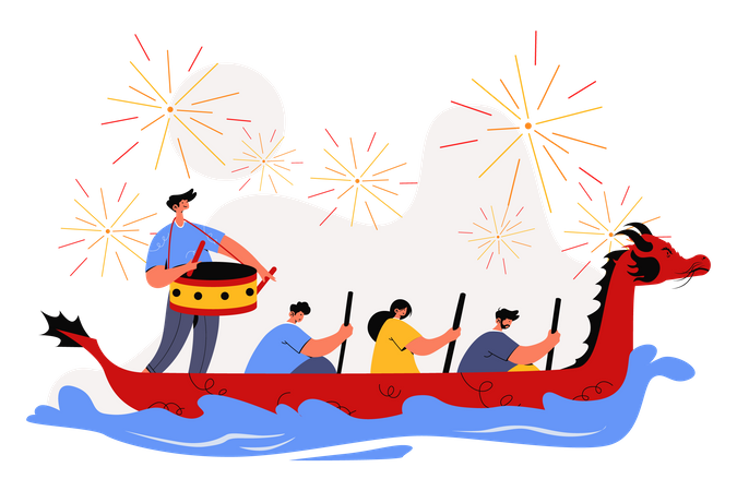 Regatas en el Dragon Boat Festival  Ilustración