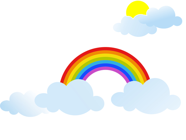 Regenbogen mit Sonne und Wolken  Illustration