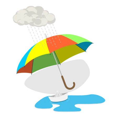 Regenschirm im Regen  Illustration