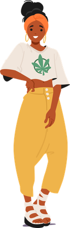 Reggae woman standing in pose  Illustration