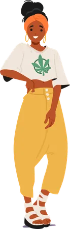 Reggae woman standing in pose  Illustration