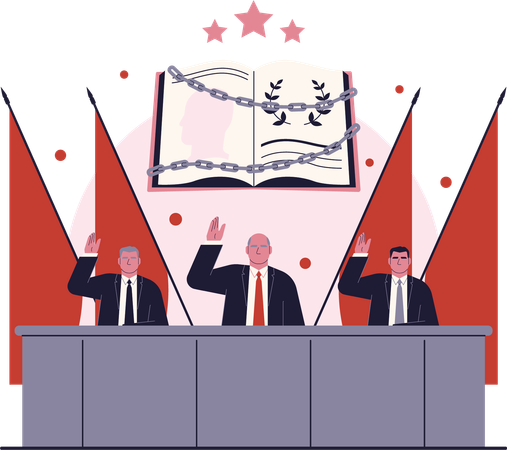 Régimen político de dictadura unipartidista donde un solo partido político domina la política.  Ilustración