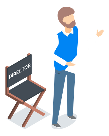 Regisseur kontrolliert den Drehprozess  Illustration