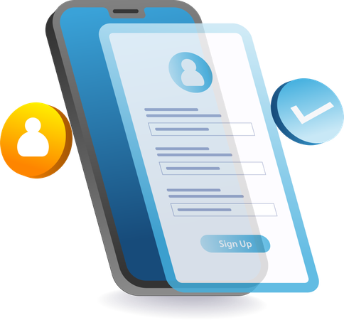 Register an account with a smartphone  Illustration