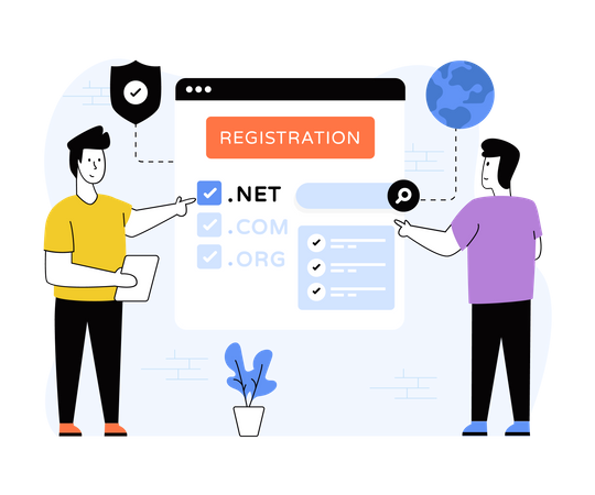Registro de dominio del sitio web  Ilustración