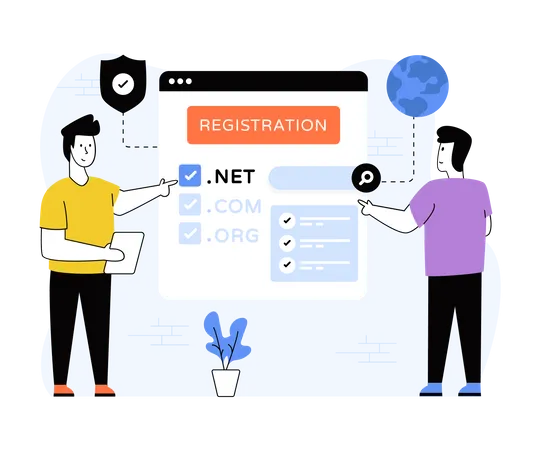 Registro de dominio del sitio web  Ilustración