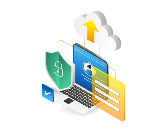 Datos de registro en línea y seguridad del almacenamiento en la nube  Ilustración
