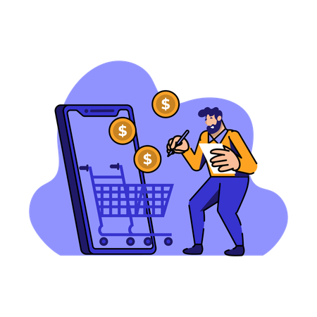 Registros de transações de mercados online  Illustration